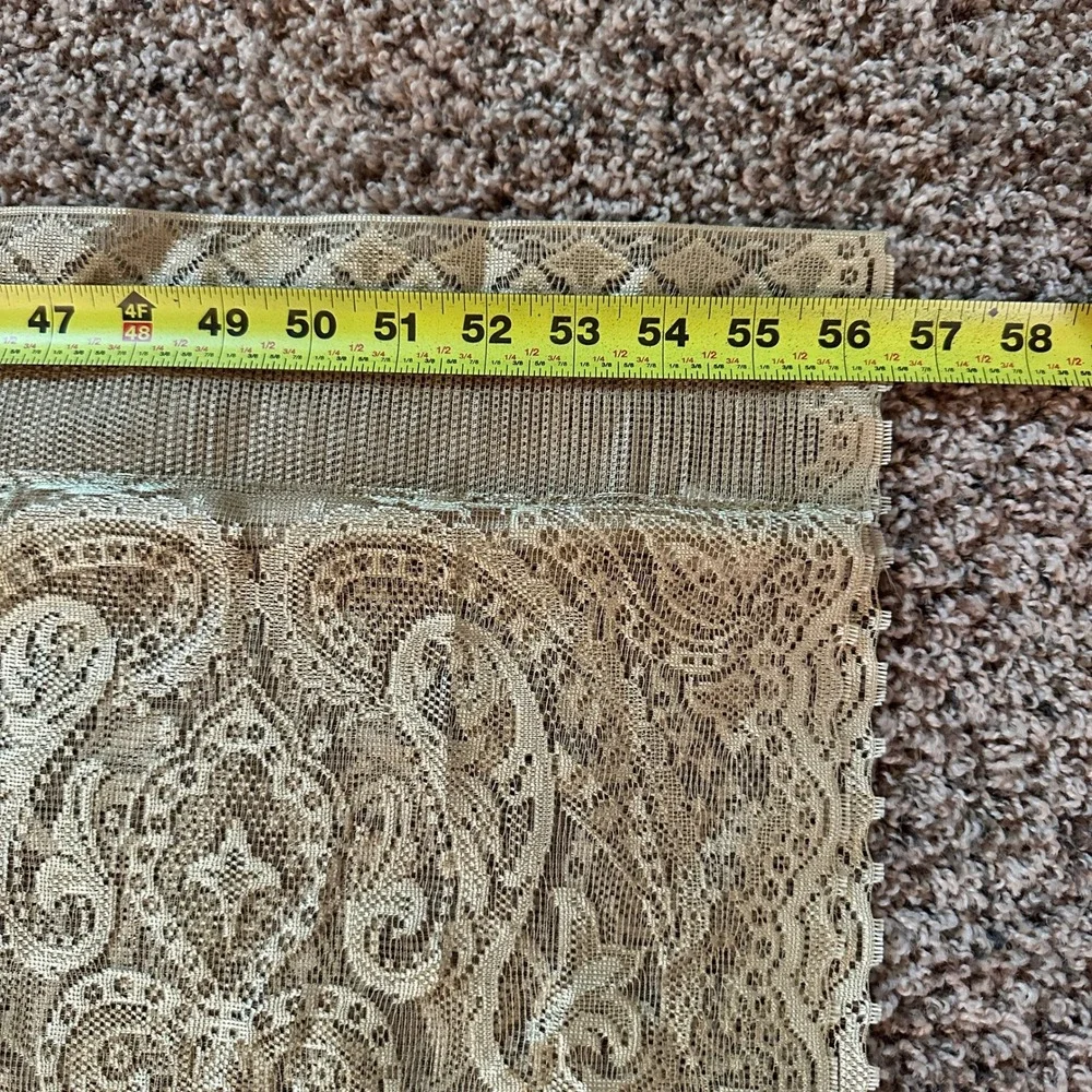 VTG Curtain Gold Lace Paisley Panel with Attached Valance 56x84 Made in Turkey